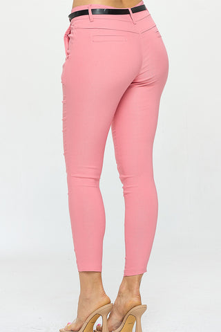 #5288PR | Solid Ponte Pants With Belt | 1 Color