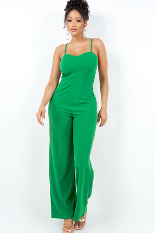 #6007JSR | Solid Straight Leg Spaghetti Strap Jumpsuit | 4 Colors