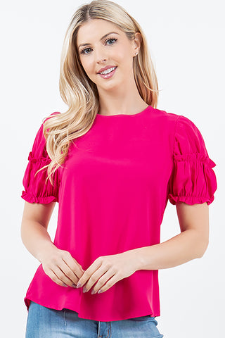 6207TR | Solid Tie Back Short Sleeve Top
